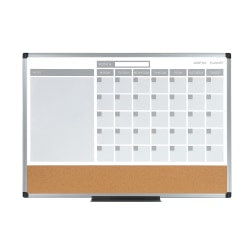 MasterVision 3-In-1 Cork Planner Board, 24in x 36in, Aluminum, Plastic Frame