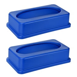 Alpine Slim Swinging Trash Can Lids, 20in x 12in, Blue, Pack Of 2 Lids