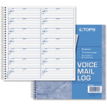 TOPS Voice Message Log Book - 50 Sheet(s) - 24 lb - Spiral Bound - 8.50in x 8.25in Sheet Size - White - Blue Print Color - 1 Each