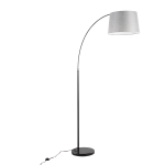 Lumisource March Floor Lamp, 74inH, Gray Shade/Black Marble/Black Base