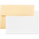 JAM Paper Stationery Set, 4 3/4in x 6 1/2in, 30% Recycled, Antique Gold/White, Set Of 25 Cards And Envelopes