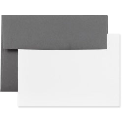 JAM Paper Stationery Set, 4 3/4in x 6 1/2in, 100% Recycled, Chocolate Brown/White, Set Of 25 Cards And Envelopes