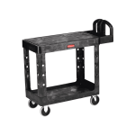 Rubbermaid Commercial Flat Shelf 2-Shelf Utility Cart, 33 1/3inH x 19 3/16inW x 37 7/8inD, Black