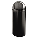 Rubbermaid Marshal Round Polyethylene Classic Waste Container, 15 Gallons, 36 1/2inH x 15 1/2inW x 15 1/2inD, Black