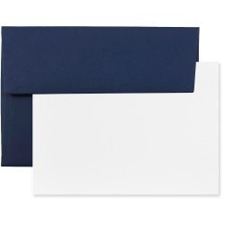 JAM Paper Stationery Set, 4 3/4in x 6 1/2in, Dark Purple/White, Set Of 25 Cards And Envelopes