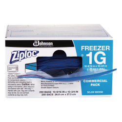 Ziploc Freezer And Storage Bags, 1 Gallon, Box Of 250 Bags