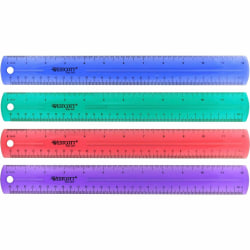 Westcott Jeweled Plastic Ruler, 12in, Assorted Colors