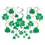 Amscan 679490 St. Patricks Day Shamrock Swirls Decorations, 7in, Green, Pack Of 60 Decorations