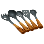 Oster Everwood 5-Piece Kitchen Nylon Tools Set, Brown/Gray