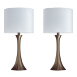 LumiSource Lenuxe Contemporary Table Lamps, 24-1/4inH, Off-White/Golden Bronze, Set Of 2 Lamps