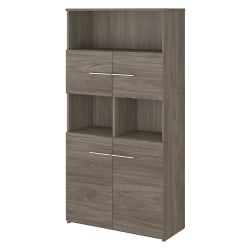 Bush Business Furniture Office 500 70inH 5-Shelf Bookcase With Doors, Modern Hickory, Standard Delivery