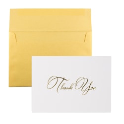 JAM Paper Thank You Card Set, Gold Stardream with Gold Script, Set Of 25 Cards And 25 Envelopes