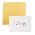 JAM Paper Thank You Card Set, Gold Stardream with Gold Script, Set Of 25 Cards And 25 Envelopes