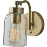 Adesso Bristol Wall Lamp, 9inH x 5inW, Clear Shade/Antique Brass Base