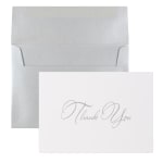 JAM Paper Thank You Card Set, Silver Stardream with Silver Script, Set Of 25 Cards And 25 Envelopes