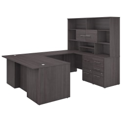 Bush Business Furniture Office 500 72inW U-Shaped Executive Corner Desk With Drawers, Storm Gray, Standard Delivery