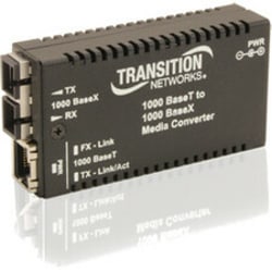 Transition Networks Stand-Alone Mini Gigabit Ethernet Media Converter - Fiber media converter - GigE - 1000Base-LX, 1000Base-T - RJ-45 / SC single-mode - up to 6.2 miles - 1310 nm