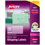 Avery Matte Shipping Labels With Sure Feed Technology, 5663, Rectangle, 2in x 4in, Clear, Pack Of 500