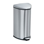 Safco Hands-Free Step-On Receptacle, 7-Gallon, Silver