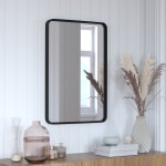 Flash Furniture Janinne Rectangular Decorative Wall Mirror, 30inH x 20inW x 2inD, Black