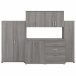 Bush Business Furniture Universal 108inW 6-Piece Modular Storage Set With Floor And Wall Cabinets, Platinum Gray, Standard Delivery