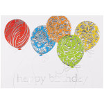 JAM Paper Birthday Cards, 5 5/8in x 7 7/8in, Happy Birthday Balloons, Set Of 25 Cards And 25 Envelopes