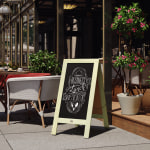 Flash Furniture Canterbury Vintage Wooden A-Frame Magnetic Indoor/Outdoor Chalkboard Sign, Porcelain Steel, 40in x 20in, Rustic Green Frame