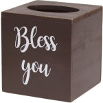 Elegant Designs Decorix Square Wooden Tissue Box Cover With Sliding Base, 6inH x 5-1/2inW x 5-1/2inL, Brown