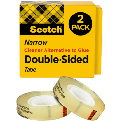 Scotch Double Sided Tape, 1/2 in x 900 in, 2 Tape Rolls, Home Office and School Supplies