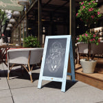 Flash Furniture Canterbury Vintage Wooden A-Frame Magnetic Indoor/Outdoor Chalkboard Sign, Porcelain Steel, 40in x 20in, Robin Blue Frame