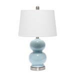 Lalia Home Dual Orb With Fabric Shade Table Lamp, 21-1/4inH, White Shade/Light Blue Base