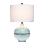 Lalia Home Bayside Horizon With Fabric Shade Table Lamp, 24inH, White Shade/Aqua And Brown Base