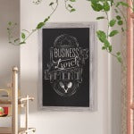 Flash Furniture Canterbury Wall-Mounted Magnetic Chalkboard Sign With Eraser, Porcelain Steel, 36inH x 24inW x 3/4inD, White Washed Frame