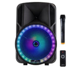 BeFree Sound Bluetooth Rechargeable Wireless PA Party Speaker With Reactive LEDs, Black