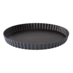 Matfer Bourgeat Exopan Fluted Tart Pan With Removable Bottom, 1in x 9-1/2in, Black