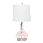 Lalia Home Rippled Glass With Fabric Shade Table Lamp, 23-1/4in, White Shade/Rose Quartz Base