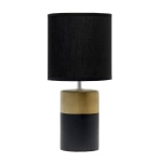 Simple Designs 2-Toned Basics Table Lamp, 13-1/2inH, Black Shade/Black/Gold Base