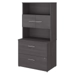 Bush Business Furniture Office 500 35-2/3inW x 23-1/3inD 2-Drawer Lateral File Cabinet With Hutch, Storm Gray, Standard Delivery - Partially Assembled