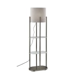 Adesso Norman 2-Shelf Lamp, 60-1/2inH, Gray & White Shade/Brushed Steel Base