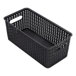 Realspace Plastic Weave Bin, Large Size, Black