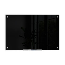 U Brands Frameless Non-Magnetic Glass Dry-Erase Board, 36in X 24in, Black (Actual Size 35in x 23in)