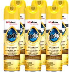 Pledge Lemon Enhancing Polish - Spray - 14.2 fl oz (0.4 quart) - Lemon Scent - 6 / Carton - White