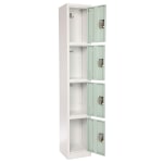 Alpine AdirOffice 4-Tier Steel Lockers, 72inH x 12inW x 12inD, Misty Green, Pack Of 4 Lockers