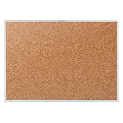 Quartet Classic Cork Bulletin Board, 24in x 36in, Aluminum Frame With Silver Finish