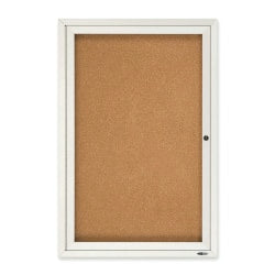 Quartet Classic Enclosed Cork Bulletin Board, 36in x 24in, Aluminum Frame With Silver Finish