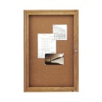 Quartet Enclosed Bulletin Board, 36in x 24in, Wood Frame With Oak Finish