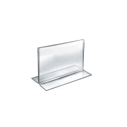 Azar Displays Double-Foot Acrylic Sign Holders, 5 1/2in x 7in, Clear, Pack Of 10