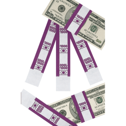 PM Company Currency Bands, $2,000.00, Violet, Pack Of 1,000