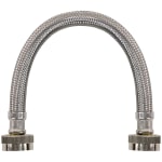 Certified Appliance Accessories Braided Stainless Steel Water-Inlet Hose, Female to Female - 12in - Silver, Stainless Steel - Stainless Steel, Vinyl, Polyvinyl Chloride (PVC), Polyester, Brass