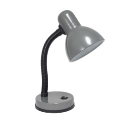 Creekwood Home Essentix Metal Desk Lamp W/ Flexible Gooseneck, 14-1/4inH, Gray Shade/Gray Base